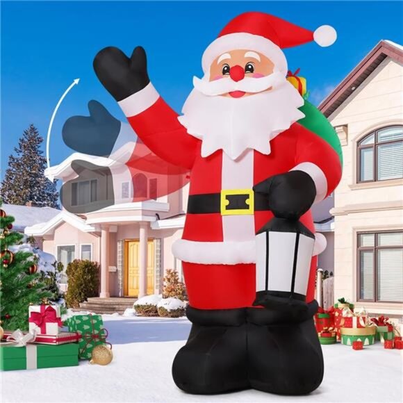 8 FT Tall Christmas Inflatables Outdoor Decorations Blow Up Waving Santa